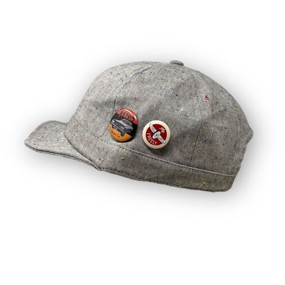 Maden Clothing Retro Baseball Cap Hat Heathered Gray Button Flip Short Brim OSFM - Picture 2 of 10